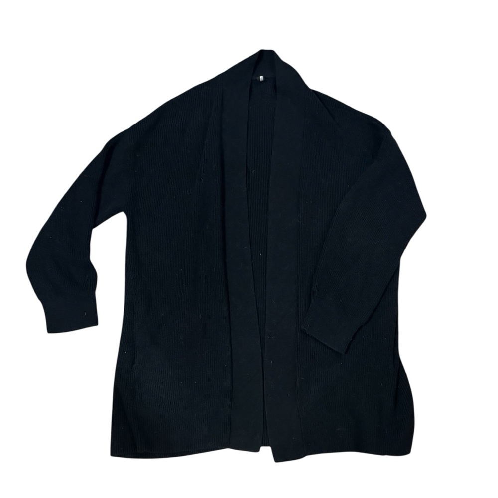 Lululemon Merino Wool Blend Rib Long Wrap Black Cardigan Sweater Size 8